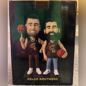 NIB Collectible 2024 Jason Kelce & Travis Kelce Cleveland Cavaliers Bobblehead